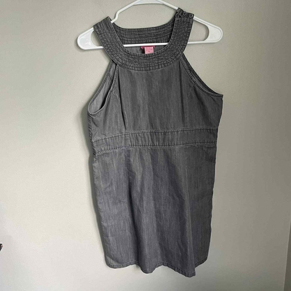 Vintage Gray Wash 100% Cotton She's Cool Jumper Style Denim Dress Size XL